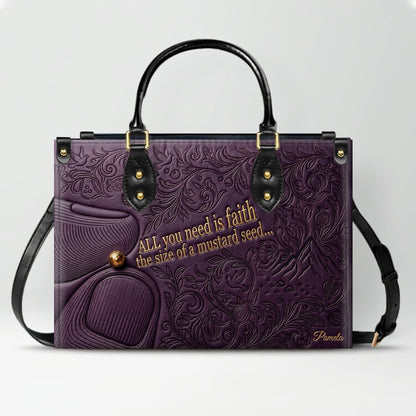 Personalized Leather Handbag "Faith as a Mustard Seed" | CHRISTIANARTBAG 02080526