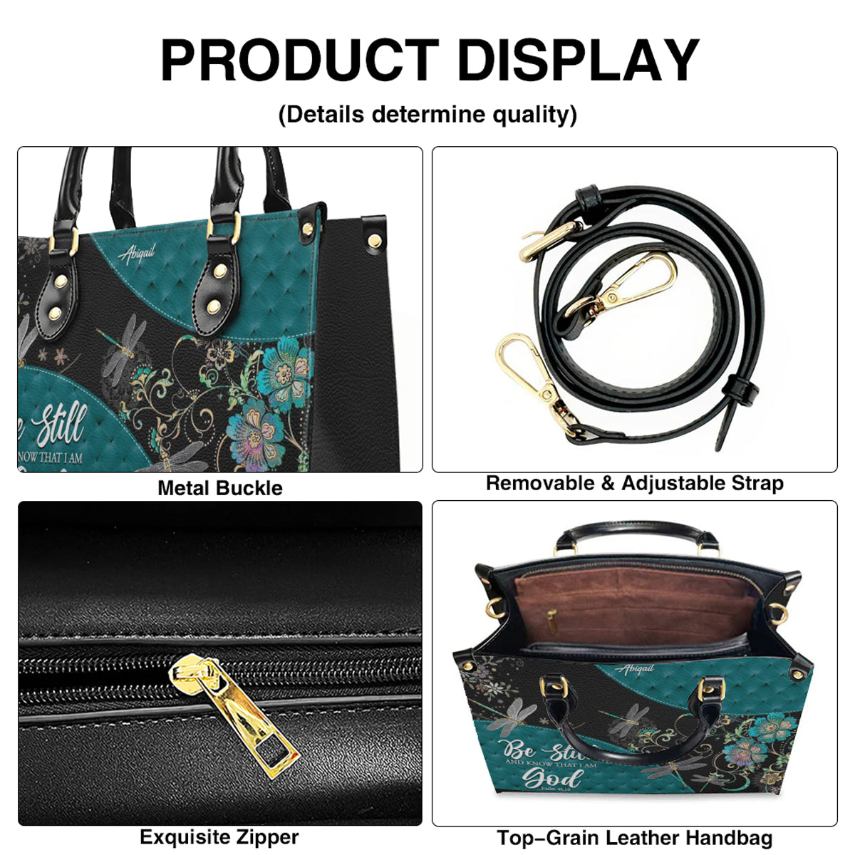 Personalized Christian Leather Handbag for Women – Custom Name & Bible Verse | CHRISTIANARTBAG CAB01121925