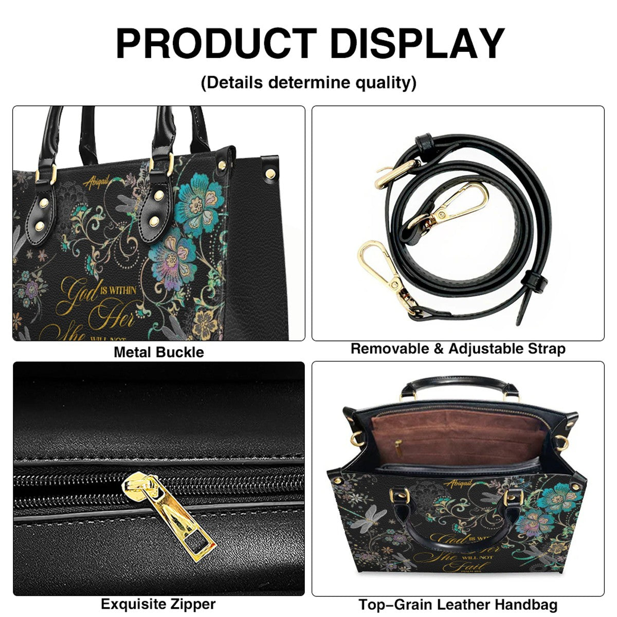 Personalized Christian Handbag for Women – Custom Name & Bible Verse Faith Bag CAB01121825