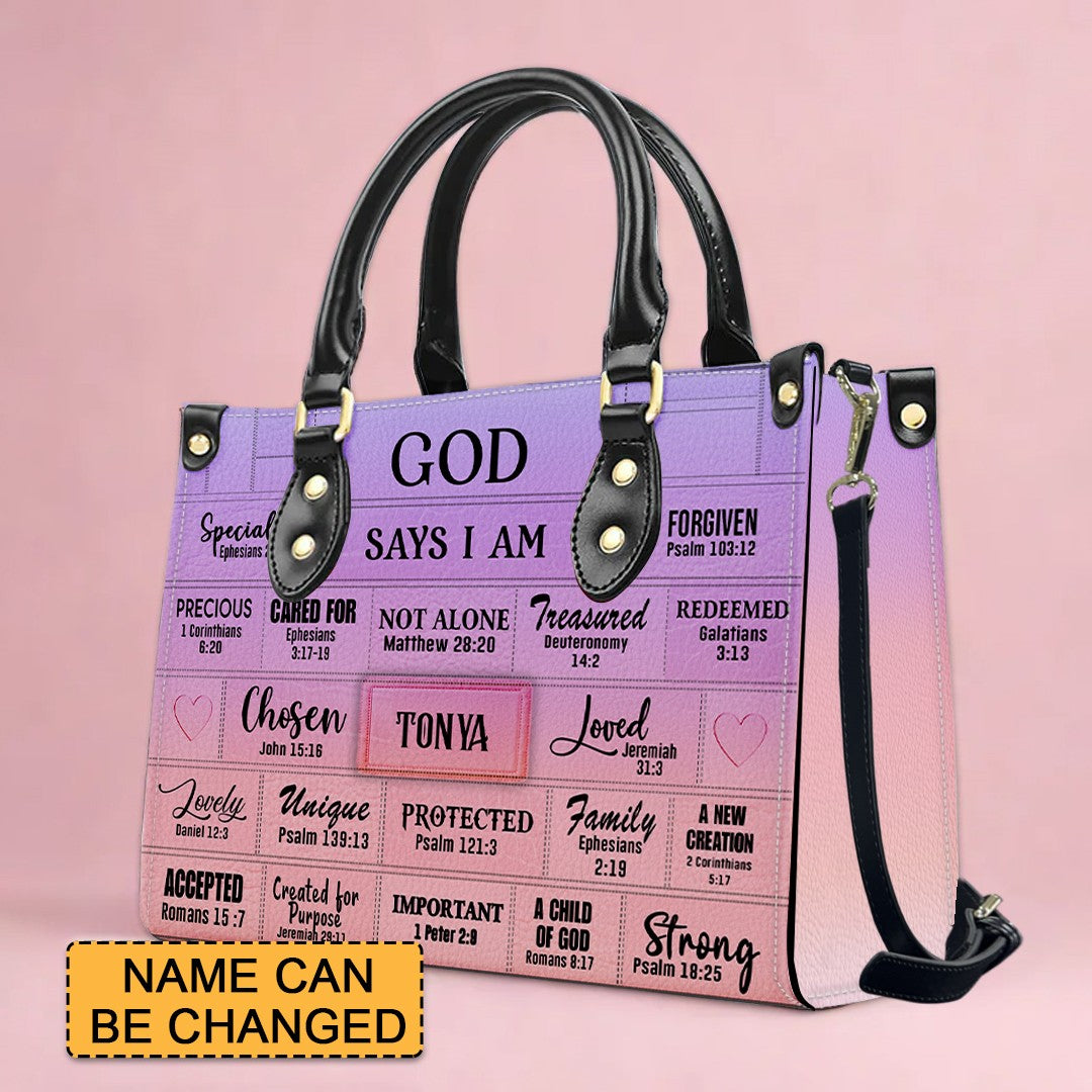 Christianartbag Handbags, God Says I Am Leather Handbag, Personalized Bags, Gifts for Women, Christmas Gift, CABLTB0117724.