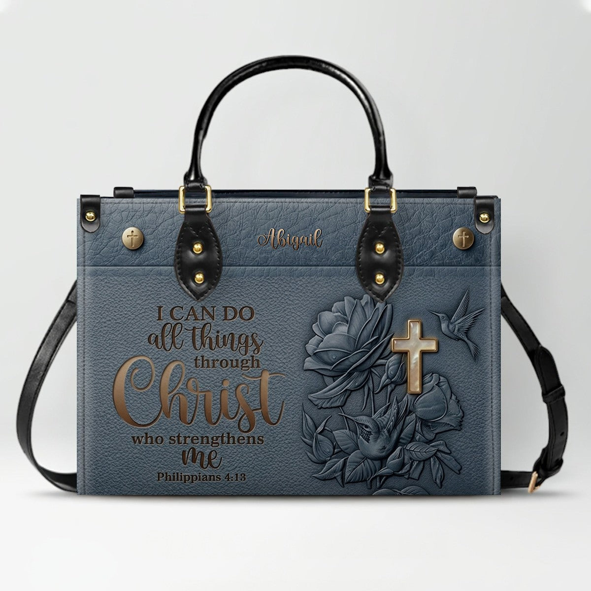 Custom Name Christian Leather Handbag & Wallet Set - Personalized Bible Verse Tote Bag | CHRISTIANARTBAG 01072726