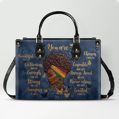 CHRISTIANARTBAG Personalized Leather Handbag - Custom Maya Green | African American Christian Gifts "You Are Beautiful" Bible Verse Shoulder Bag