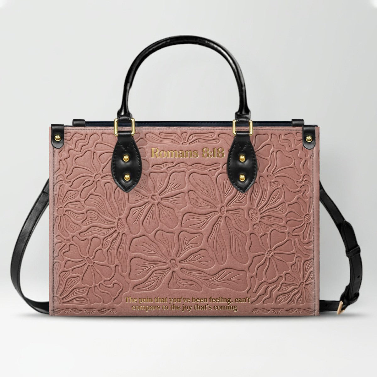 CHRISTIANARTBAG Personalized Leather Handbag - Custom Name & Bible Verse Floral Embossed Tote Bag for Women CAB01101726