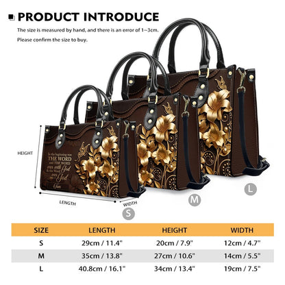 Custom Christian Leather Handbag with Name – John 1:1 Scripture Floral Purse | CHRISTIANARTBAG CA01100726