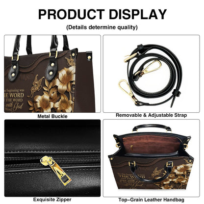 Custom Christian Leather Handbag with Name – John 1:1 Scripture Floral Purse | CHRISTIANARTBAG CA01100726