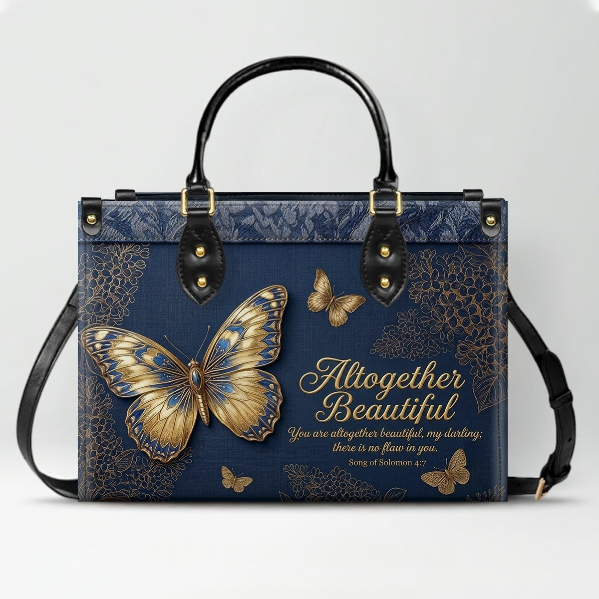 Personalized Butterfly Leather Handbag with Bible Verse | CHRISTIANARTBAG 01080126
