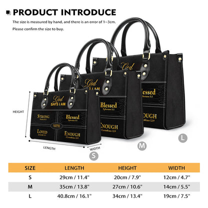 Personalized “God Says I Am” Leather Handbag for Christian Women – Custom Name & Color | CHRISTIANARTBAG 01122225
