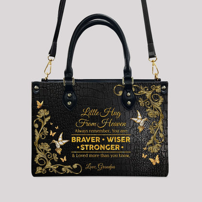 Personalized Leather Handbag – Little Hug From Heaven Memorial Gift | CHRISTIANARTBAG