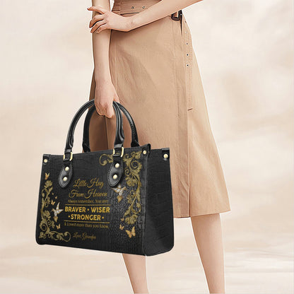 Personalized Leather Handbag – Little Hug From Heaven Memorial Gift | CHRISTIANARTBAG