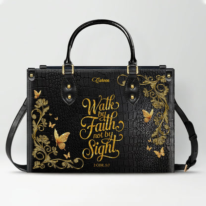 Personalized Leather Handbag for Women – Custom Name Christian Tote Bag with Bible Verse, Luxury Gift for Mom | CHRISTIANARTBAG CAB4326