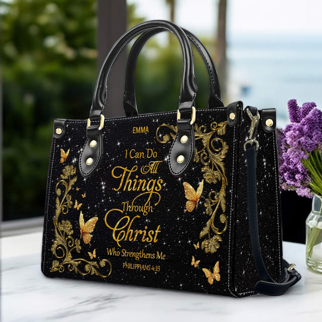 Personalized Christian Leather Handbag & Long Wallet Set | Custom Name & Bible Verse | ChristianArtBag CAB013126