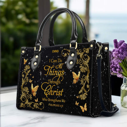 Personalized Christian Leather Handbag & Long Wallet Set | Custom Name & Bible Verse | ChristianArtBag CAB013126