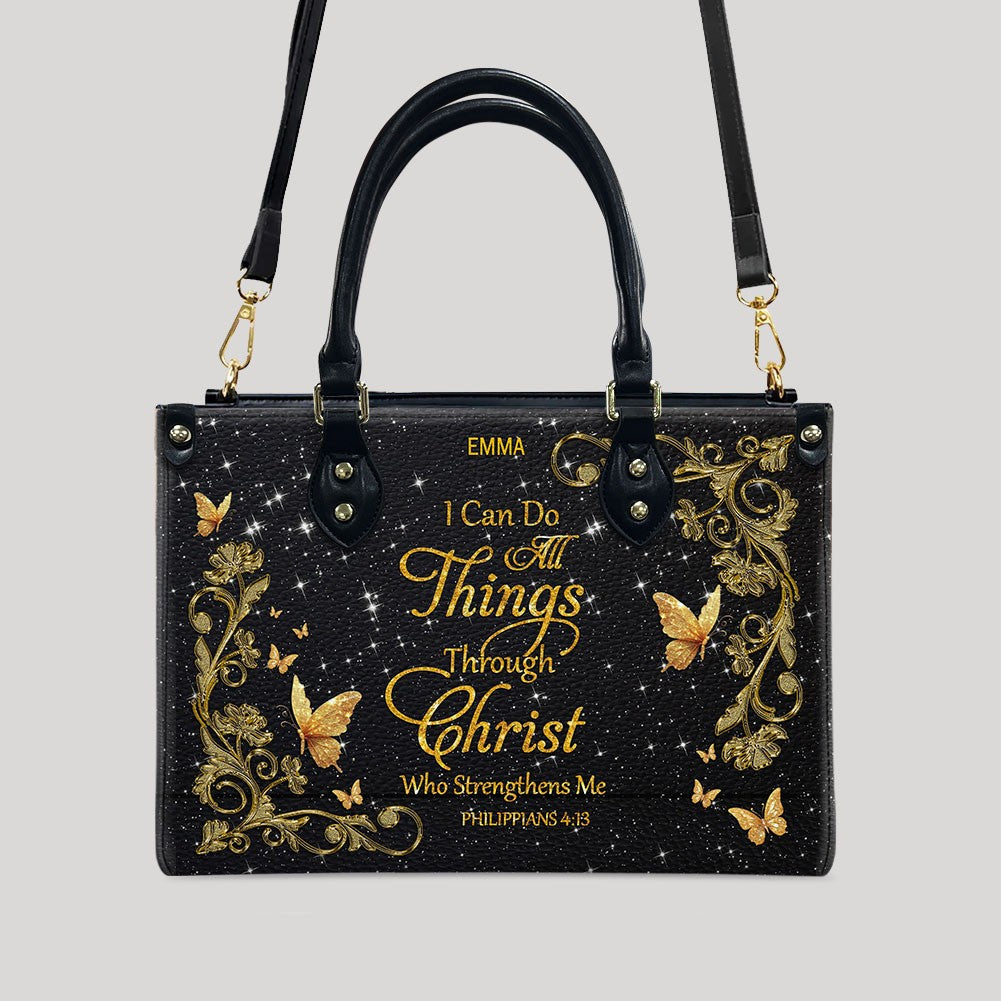 Personalized Christian Leather Handbag & Long Wallet Set | Custom Name & Bible Verse | ChristianArtBag CAB013126