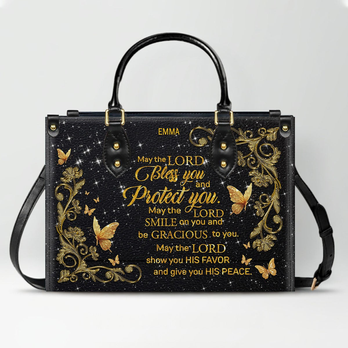Personalized Christian Leather Handbag & Long Wallet Set | Custom Name & Bible Verse | ChristianArtBag CAB013126