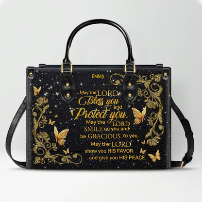 Personalized Christian Leather Handbag & Long Wallet Set | Custom Name & Bible Verse | ChristianArtBag CAB013126