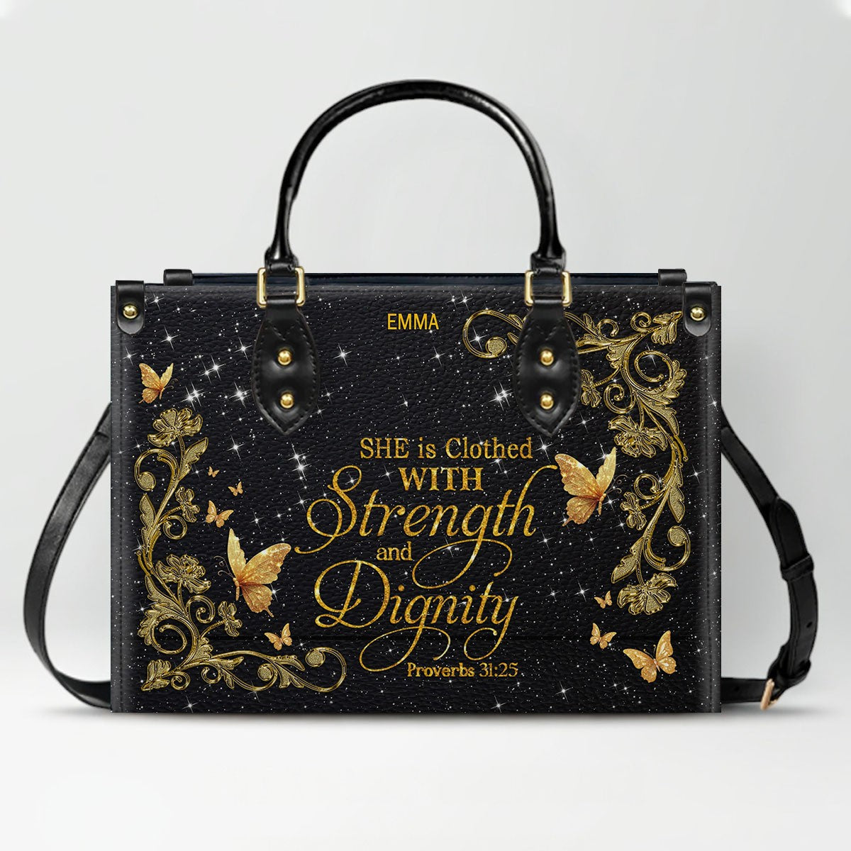 Personalized Christian Leather Handbag & Long Wallet Set | Custom Name & Bible Verse | ChristianArtBag CAB013126