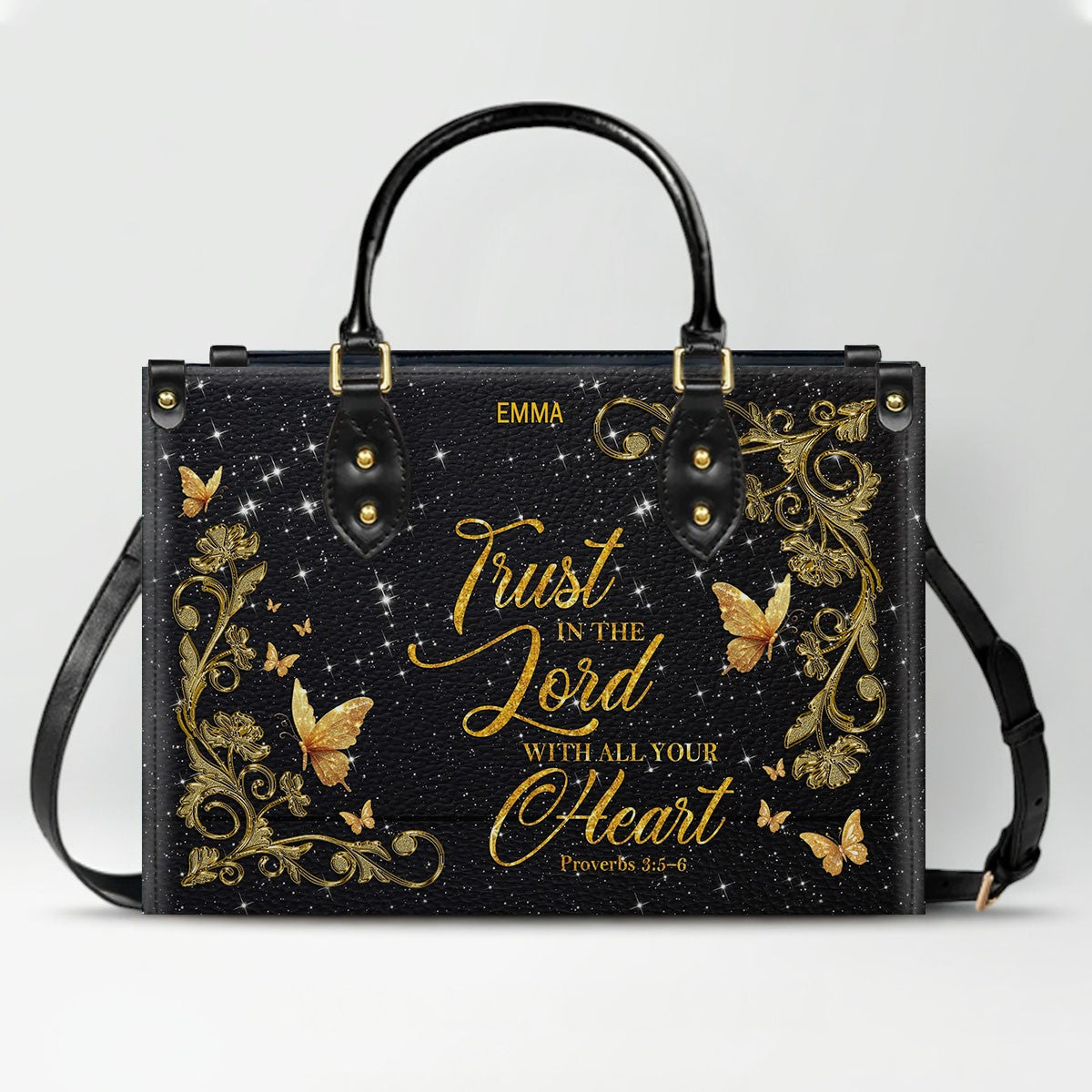 Personalized Christian Leather Handbag & Long Wallet Set | Custom Name & Bible Verse | ChristianArtBag CAB013126