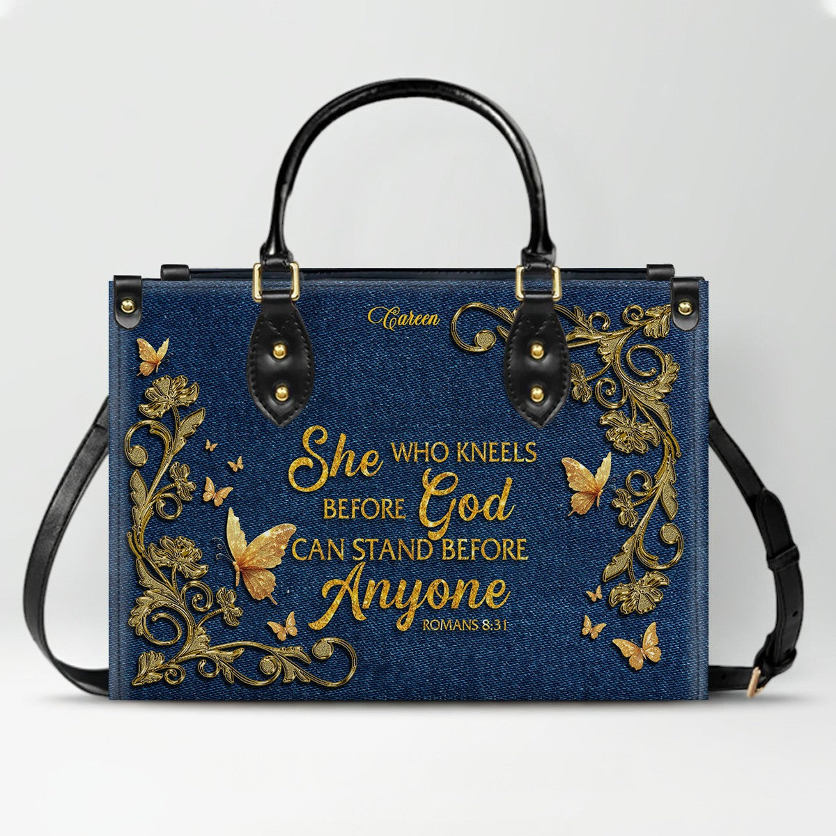 CHRISTIANARTBAG Personalized Leather Handbag with Bible Verse – Custom Name & Color Christian Gift for Women - CAB012726