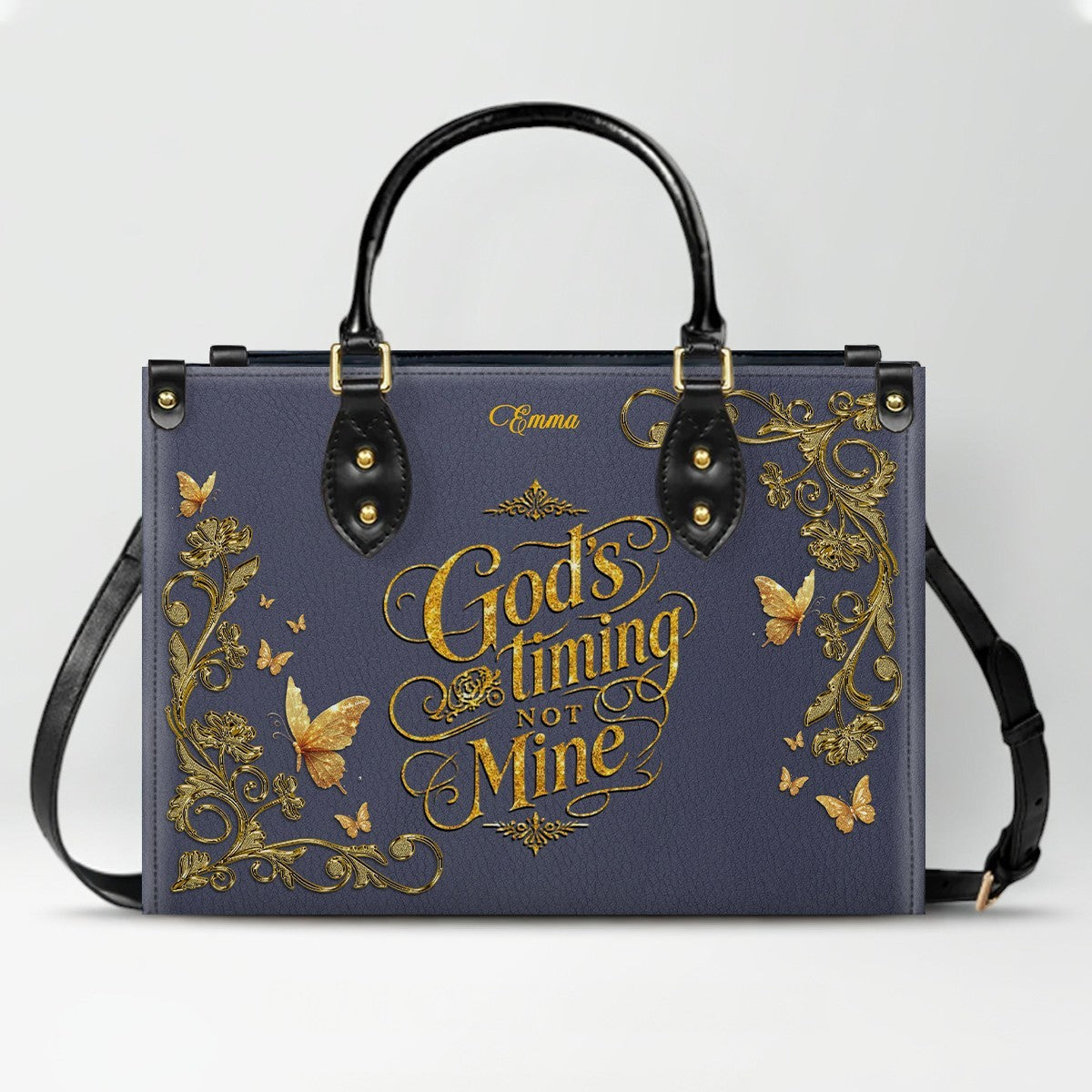 Personalized Leather Handbag for Women – Custom Name Christian Tote Bag with Bible Verse, Luxury Gift for Mom | CHRISTIANARTBAG CAB4326