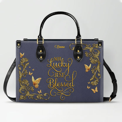 Personalized Leather Handbag Purple for Women – Custom Name Christian Tote Bag with Bible Verse, Luxury Gift for Mom | CHRISTIANARTBAG CAB24426