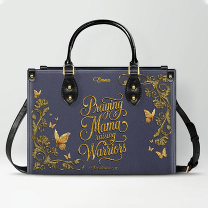 Personalized Leather Handbag Purple for Women – Custom Name Christian Tote Bag with Bible Verse, Luxury Gift for Mom | CHRISTIANARTBAG CAB24426