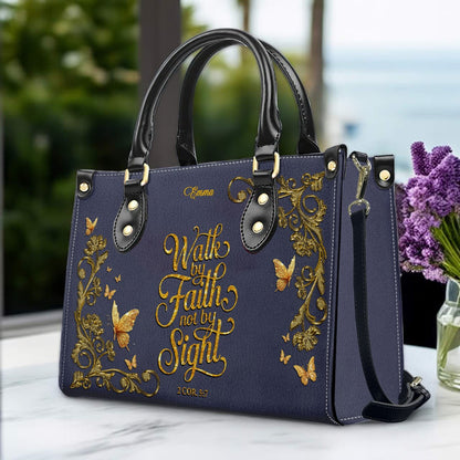 Personalized Leather Handbag Purple for Women – Custom Name Christian Tote Bag with Bible Verse, Luxury Gift for Mom | CHRISTIANARTBAG CAB24426