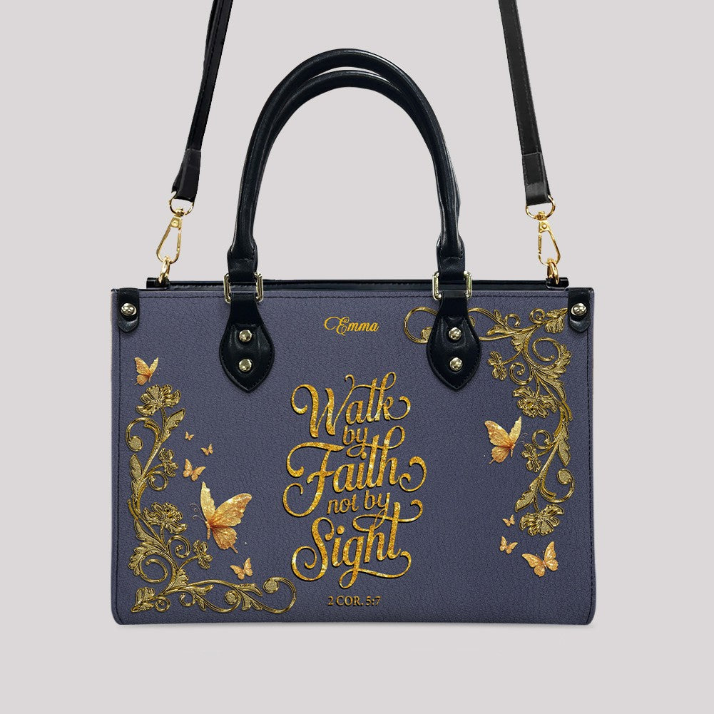 Personalized Leather Handbag Purple for Women – Custom Name Christian Tote Bag with Bible Verse, Luxury Gift for Mom | CHRISTIANARTBAG CAB24426
