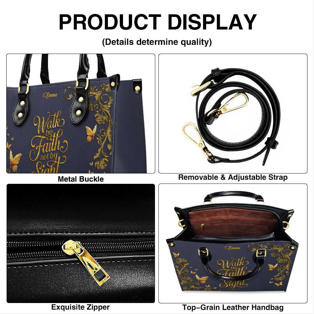Personalized Leather Handbag Purple for Women – Custom Name Christian Tote Bag with Bible Verse, Luxury Gift for Mom | CHRISTIANARTBAG CAB24426