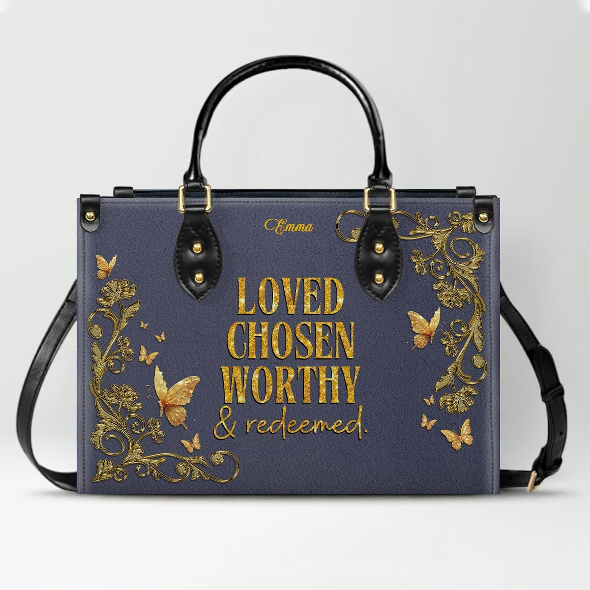 Personalized Leather Handbag Purple for Women – Custom Name Christian Tote Bag with Bible Verse, Luxury Gift for Mom | CHRISTIANARTBAG CAB24426