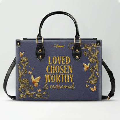 Personalized Leather Handbag Purple for Women – Custom Name Christian Tote Bag with Bible Verse, Luxury Gift for Mom | CHRISTIANARTBAG CAB24426
