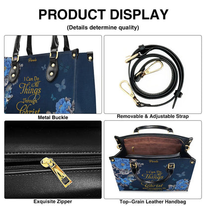 Personalized Christian Leather Handbag – Gold Navy Bible Verse Tote for Women | CHRISTIANARTBAG CAB01122325