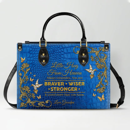 Personalized Leather Handbag – Little Hug From Heaven Memorial Gift | CHRISTIANARTBAG