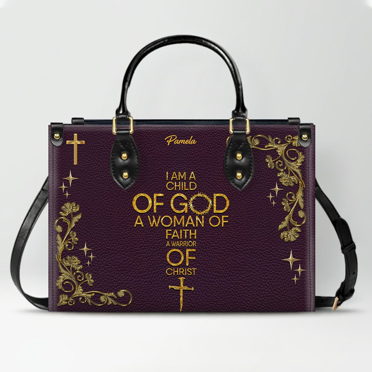 Personalized Leather Handbag & Long Wallet Set – Custom Name & Bible Verse | Elegant Christian Gift for Women