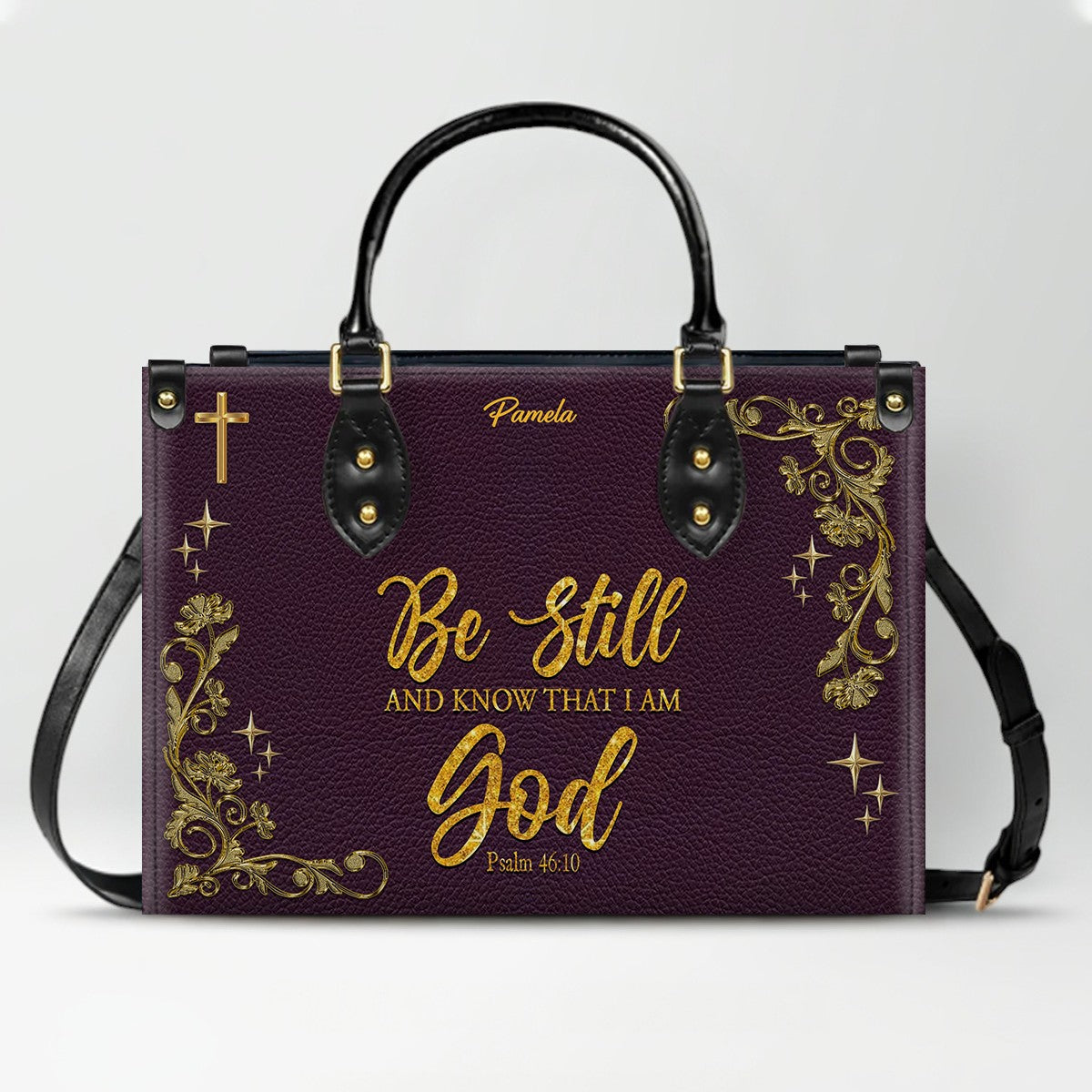 Personalized Leather Handbag & Long Wallet Set – Custom Name & Bible Verse | Elegant Christian Gift for Women