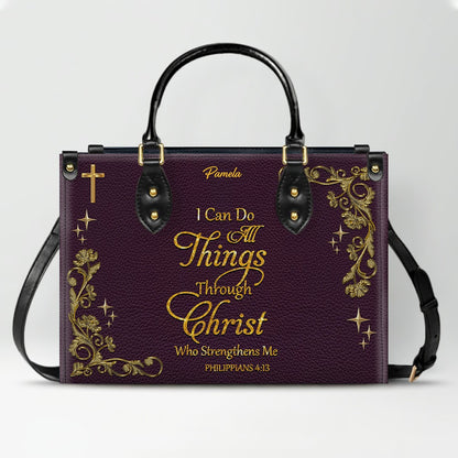 Personalized Leather Handbag & Long Wallet Set – Custom Name & Bible Verse | Elegant Christian Gift for Women