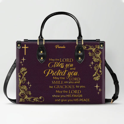 Personalized Leather Handbag & Long Wallet Set – Custom Name & Bible Verse | Elegant Christian Gift for Women