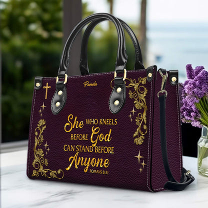 Personalized Leather Handbag & Long Wallet Set – Custom Name & Bible Verse | Elegant Christian Gift for Women