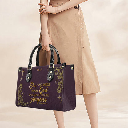 Personalized Leather Handbag & Long Wallet Set – Custom Name & Bible Verse | Elegant Christian Gift for Women