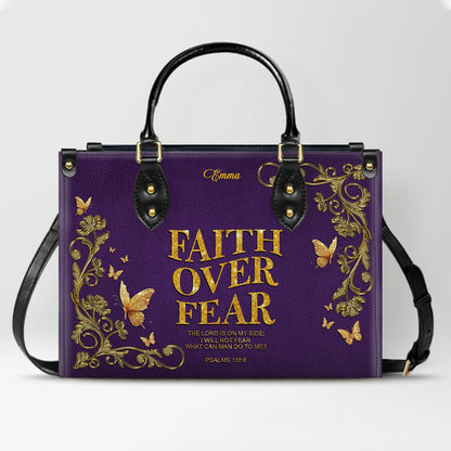 Personalized Leather Handbag for Women – Custom Name Christian Tote Bag with Bible Verse, Luxury Gift for Mom | CHRISTIANARTBAG CAB4326