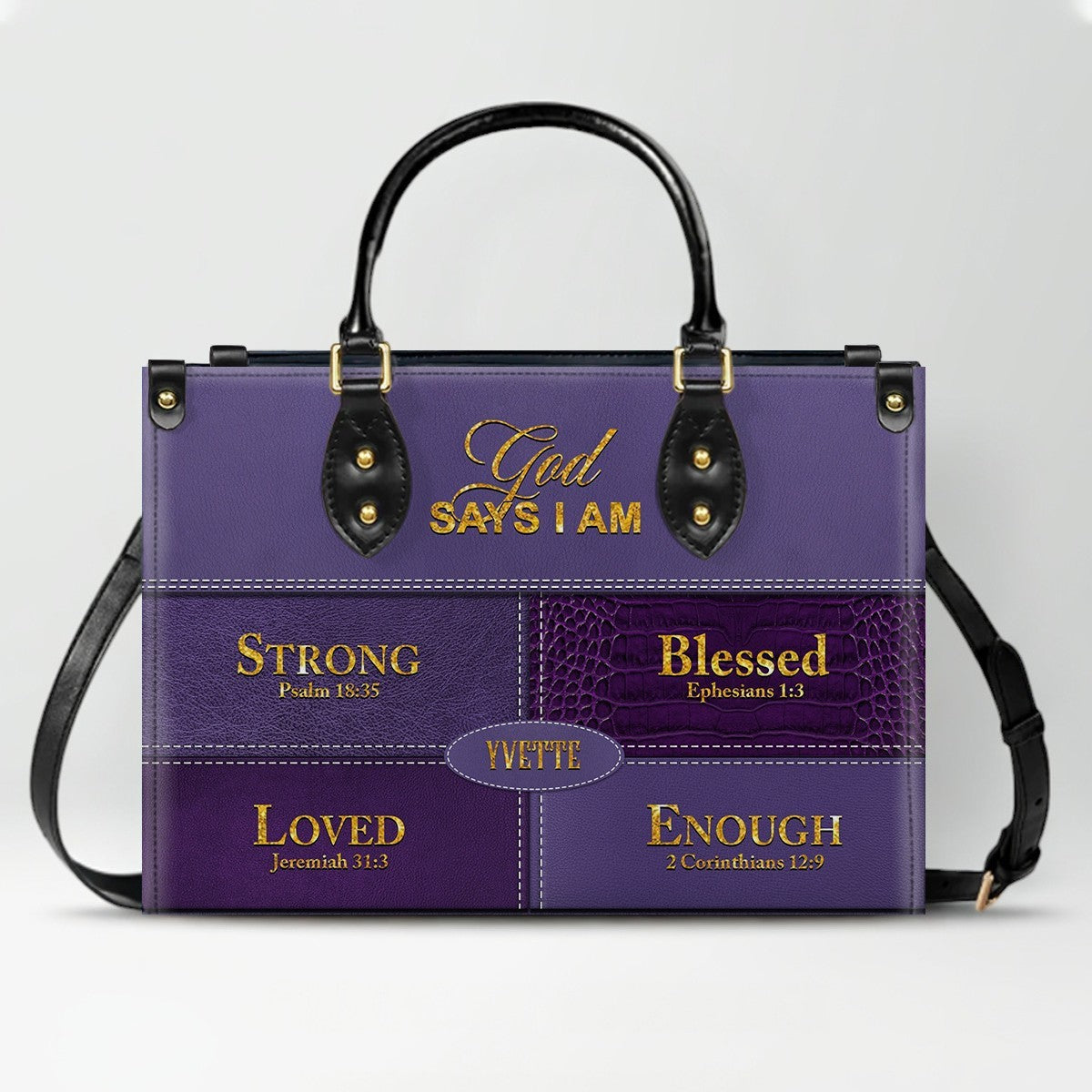 Personalized “God Says I Am” Leather Handbag for Christian Women – Custom Name & Color | CHRISTIANARTBAG 01122225