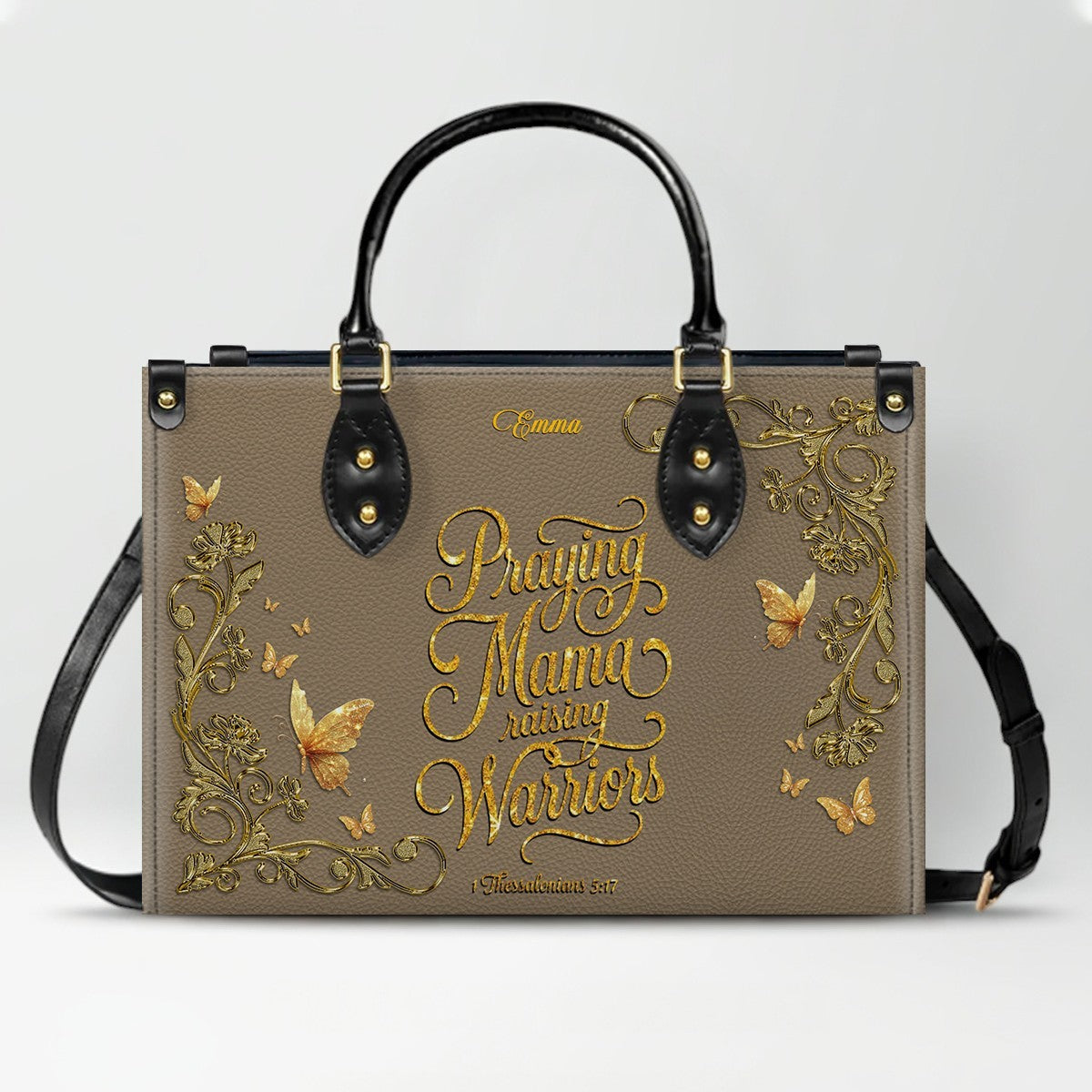 Personalized Leather Handbag Purple for Women – Custom Name Christian Tote Bag with Bible Verse, Luxury Gift for Mom | CHRISTIANARTBAG CAB24426