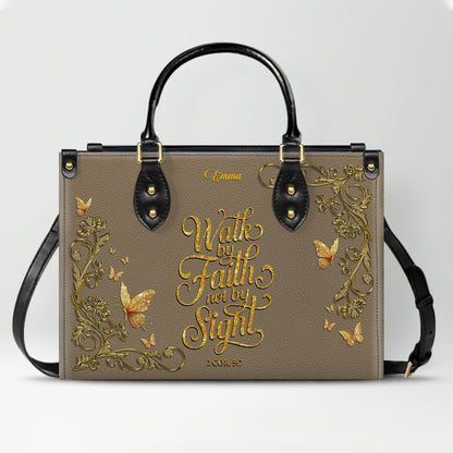 Personalized Leather Handbag for Women – Custom Name Christian Tote Bag with Bible Verse, Luxury Gift for Mom | CHRISTIANARTBAG CAB4326