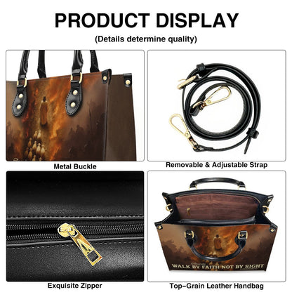 Personalized Christian Leather Handbag - Walk By Faith Not By Sight - Custom Name Jesus Good Shepherd Purse for Women - CHRISTIANARTBAG