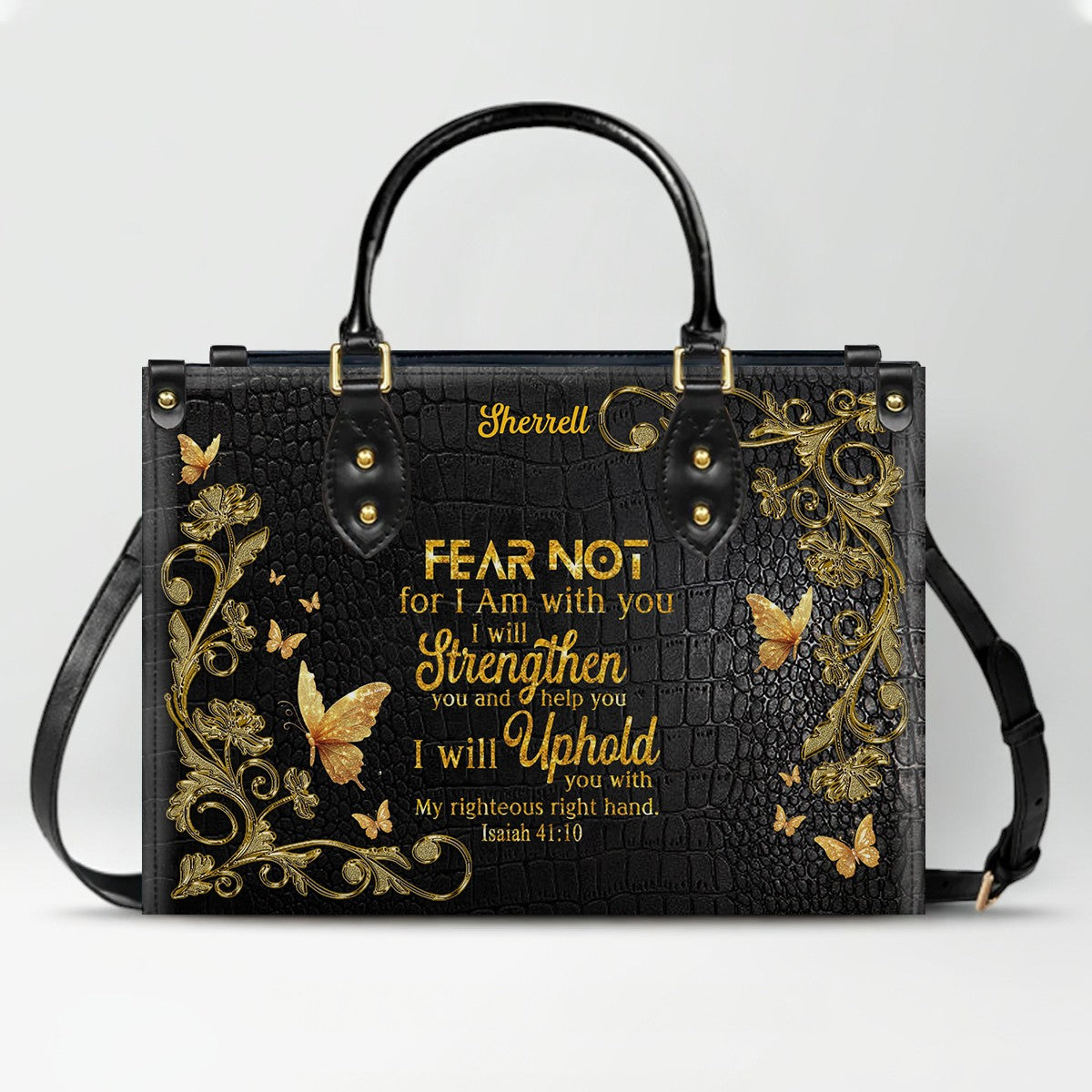 Personalized Leather Handbag with Custom Name & Bible Verse - Personalized Christian Leather Handbag & Wallet Set | CHRISTIANARTBAG™