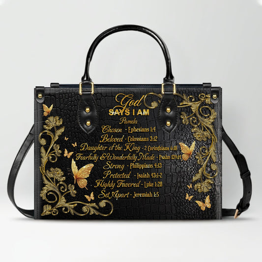Personalized Leather Handbag with Custom Name & Bible Verse - Personalized Christian Leather Handbag & Wallet Set | CHRISTIANARTBAG™