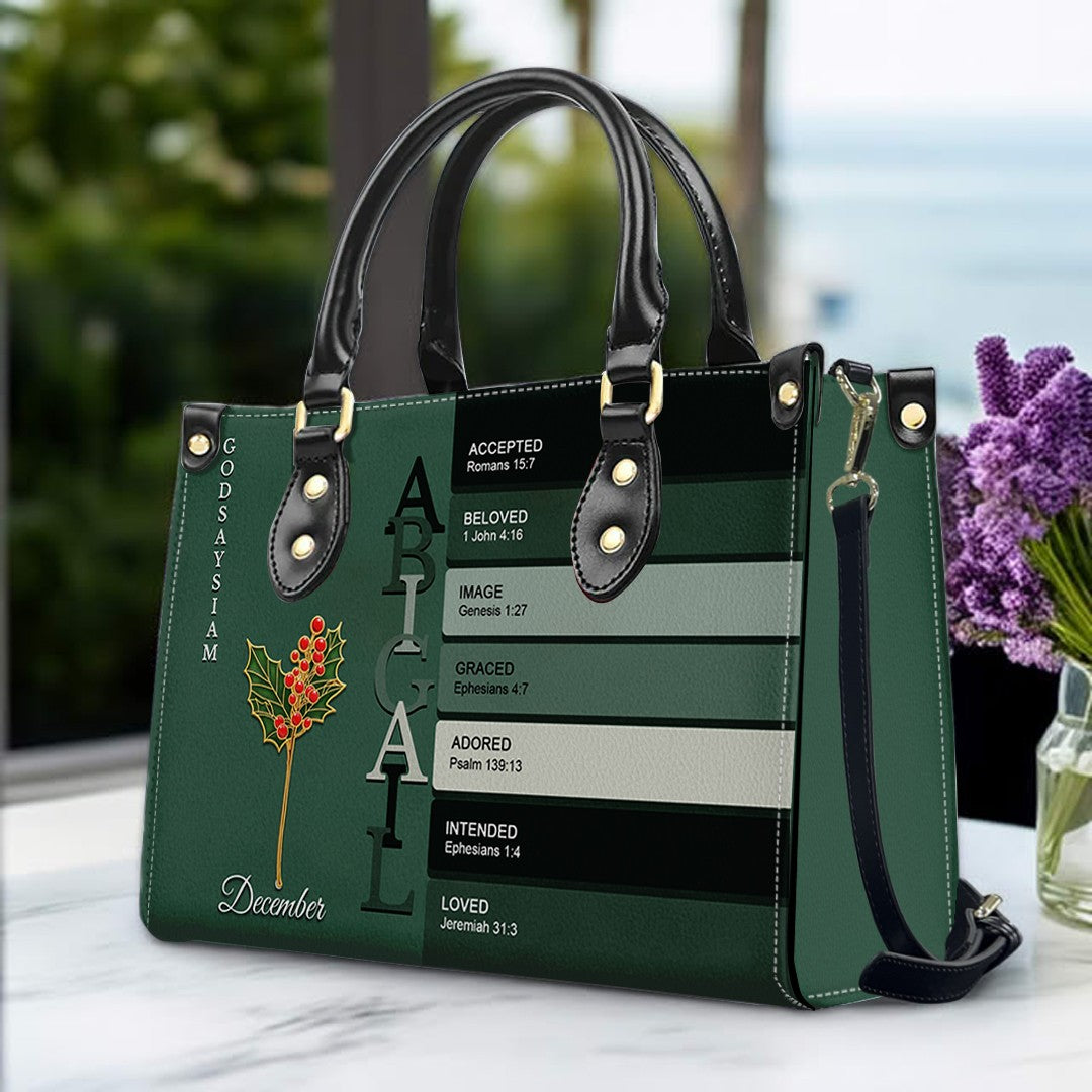 Uncover the sacred meaning of your name - Custom Name & Month Flower - Personalized Leather Handbag - CHRISTIANARTBAG 01181125