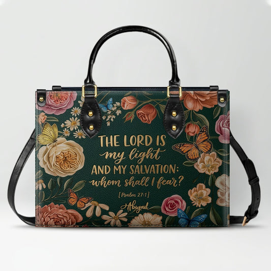 CHRISTIANARTBAG | Personalized Leather Handbag - Floral Psalm 27:1 Bible Verse Gift