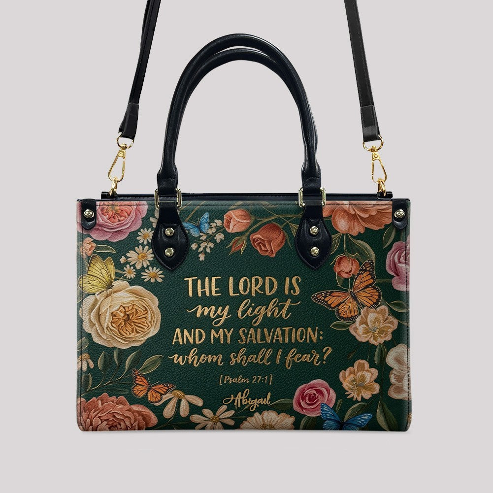 CHRISTIANARTBAG | Personalized Leather Handbag - Floral Psalm 27:1 Bible Verse Gift