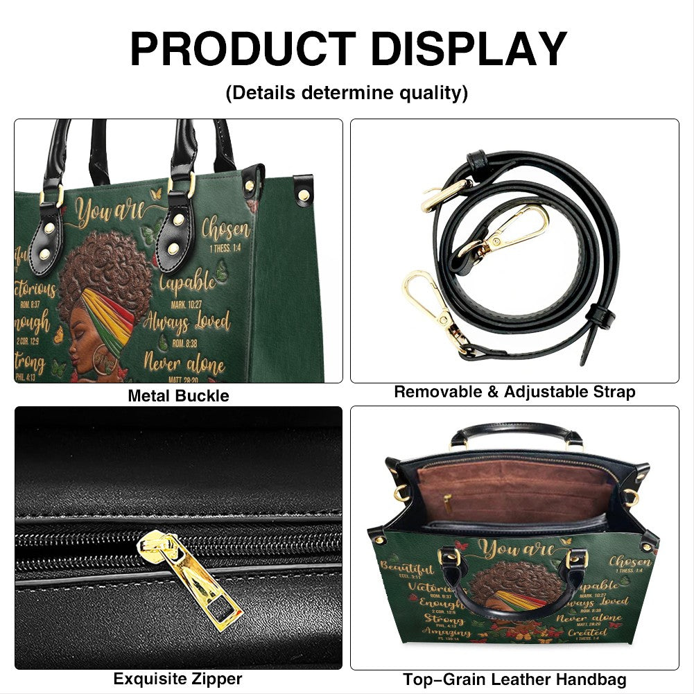 CHRISTIANARTBAG Personalized Leather Handbag - Custom Maya Green | African American Christian Gifts "You Are Beautiful" Bible Verse Shoulder Bag
