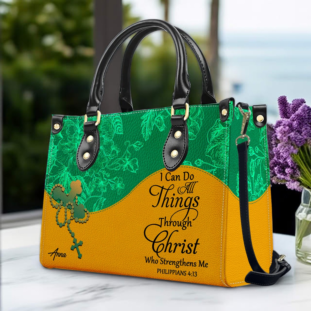 Personalized Leather Handbag with Bible Verses – Custom Color – Christian Tote Purse for Women | CHRISTIANARTBAG
